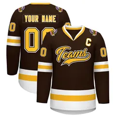 Brown Gold Black-White Classic Hockey Jersey 1