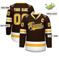 Brown Gold Black-White Classic Hockey Jersey 2