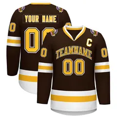 Brown Gold Black-White Classic Hockey Jersey 1