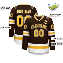 Brown Gold Black-White Classic Hockey Jersey 2