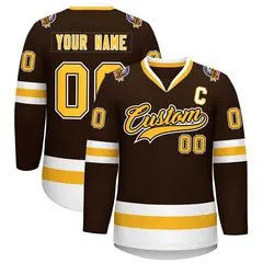 Brown Gold Black-White Classic Hockey Jersey 1