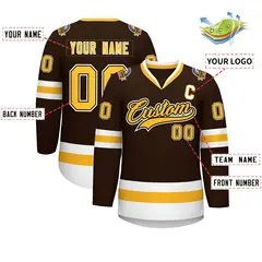 Brown Gold Black-White Classic Hockey Jersey 2
