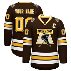 Brown Gold Black-White Classic Hockey Jersey 1