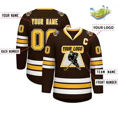 Brown Gold Black-White Classic Hockey Jersey 2