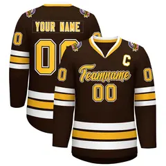 Brown Gold Black-White Classic Hockey Jersey 1