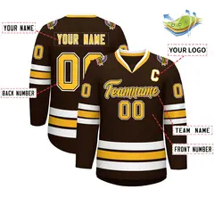 Brown Gold Black-White Classic Hockey Jersey 2