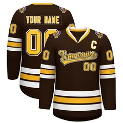 Brown Gold Black-White Classic Hockey Jersey 1
