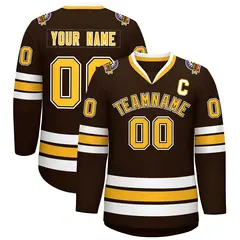 Brown Gold Black-White Classic Hockey Jersey 1