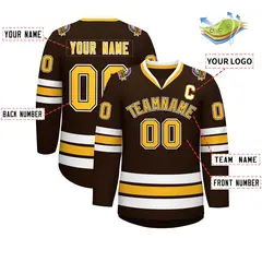 Brown Gold Black-White Classic Hockey Jersey 2