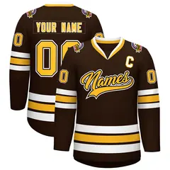 Brown Gold Black-White Classic Hockey Jersey