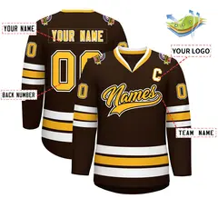 Brown Gold Black-White Classic Hockey Jersey 2