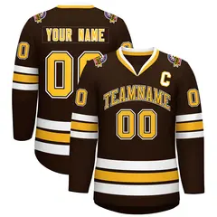 Brown Gold Black-White Classic Hockey Jersey 1