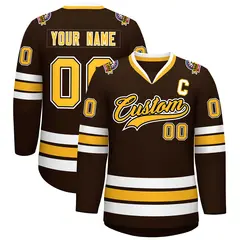 Brown Gold Black-White Classic Hockey Jersey 1