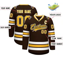 Brown Gold Black-White Classic Hockey Jersey 2