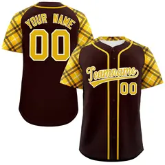 Brown Gold-Cream Raglan Sleeves Authentic Baseball Jersey