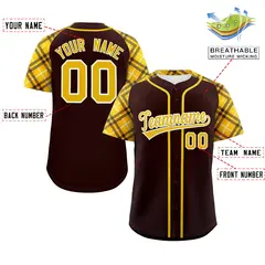 Brown Gold-Cream Raglan Sleeves Authentic Baseball Jersey 2