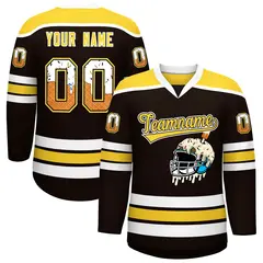 Brown Gold Ice Cream Helmet Pattern Hockey Jersey