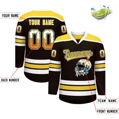 Brown Gold Ice Cream Helmet Pattern Hockey Jersey 2