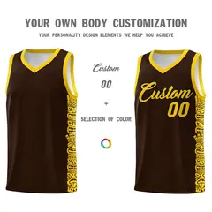 Brown Gold Indians Pattern Sports Uniform Basketball Jersey 3