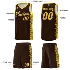 Brown Gold Indians Pattern Sports Uniform Basketball Jersey 5