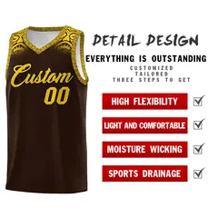 Brown Gold Indians Print Basketball Uniform Jersey 2