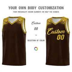 Brown Gold Indians Print Basketball Uniform Jersey 3