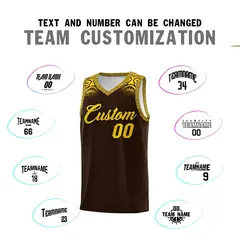 Brown Gold Indians Print Basketball Uniform Jersey 4