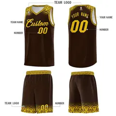 Brown Gold Indians Print Basketball Uniform Jersey 5