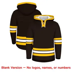 Brown Gold Lace-Up Neck Hockey Hoodie 7