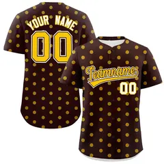 Brown Gold Polka Dot Graffiti Authentic Baseball Jersey 1