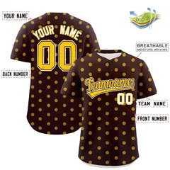 Brown Gold Polka Dot Graffiti Authentic Baseball Jersey 2