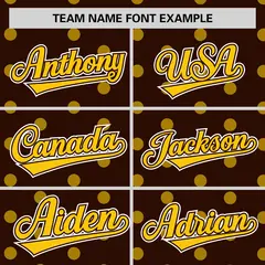 Brown Gold Polka Dot Graffiti Authentic Baseball Jersey 3