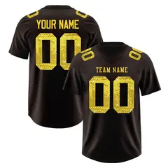 Brown Gold Sequin Lettering Football Jersey