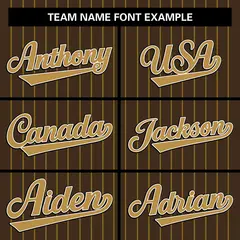 Brown Gold Stripe Full Button Authentic Baseball Jersey 3