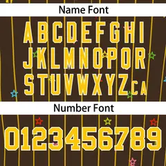 Brown Gold Stripe Star Pattern Authentic Baseball Jersey 4