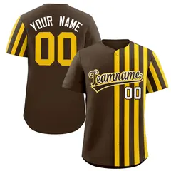Brown Gold Thick Stripe Authentic Baseball Jersey