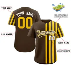 Brown Gold Thick Stripe Authentic Baseball Jersey 2