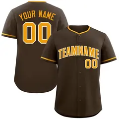 Brown Gold-White Classic Style Baseball Jersey 1