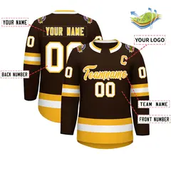 Brown Gold-White Classic Style Hockey Jersey 2