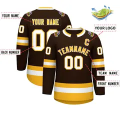 Brown Gold-White Classic Style Hockey Jersey 2