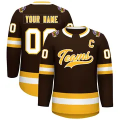 Brown Gold-White Classic Style Hockey Jersey