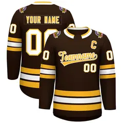 Brown Gold-White Classic Style Hockey Jersey