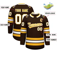 Brown Gold-White Classic Style Hockey Jersey 2