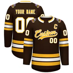 Brown Gold-White Classic Style Hockey Jersey