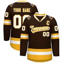 Brown Gold-White Classic Style Hockey Jersey