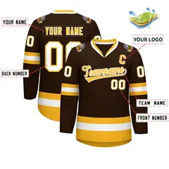 Brown Gold-White Classic Style Hockey Jersey 2