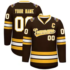 Brown Gold-White Classic Style Hockey Jersey