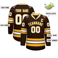 Brown Gold-White Classic Style Hockey Jersey 2