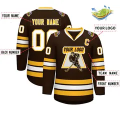Brown Gold-White Classic Style Hockey Jersey 2