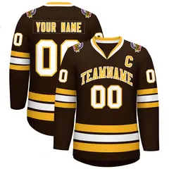 Brown Gold-White Classic Style Hockey Jersey